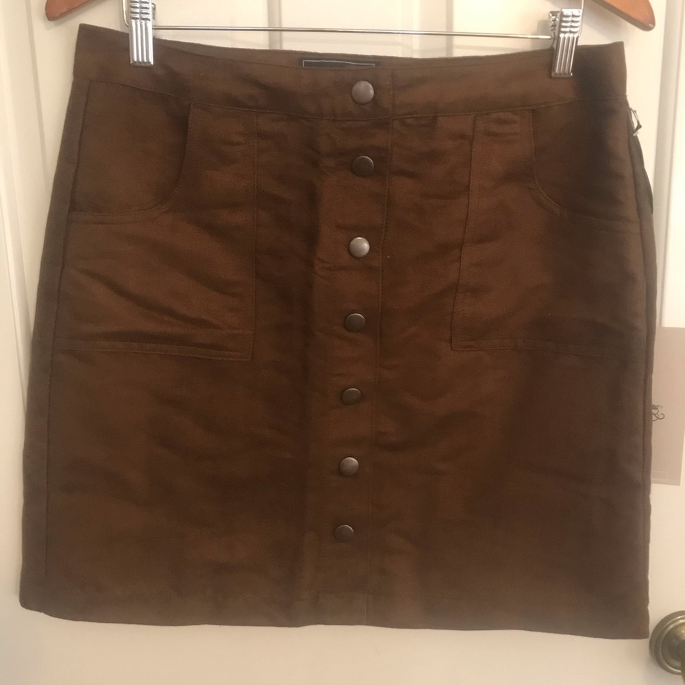 suede style coffee skirt one5one